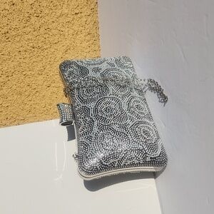LMD/9000 Collection Women's Silver Beaded Evening Clutch